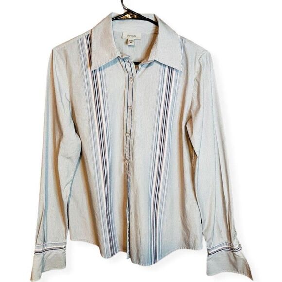 Faconnable Pinstripe Blouse sz M - Picture 1 of 5